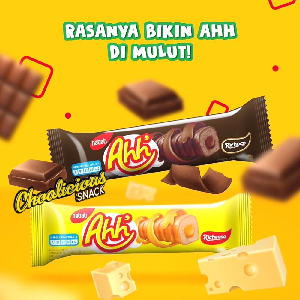 

NABATI Ahh Richeese Richoco Keju Cokelat (1 box isi 20 pcs)