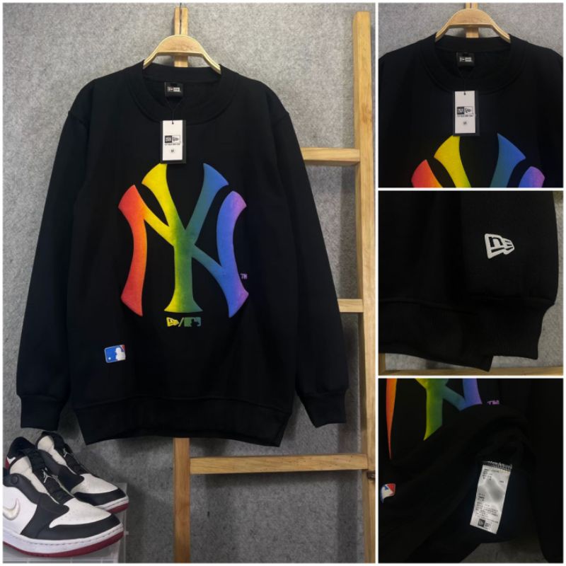sweater MLB yankees hitam | crewneck New era NY premium | sweater distro pria | jaket pria