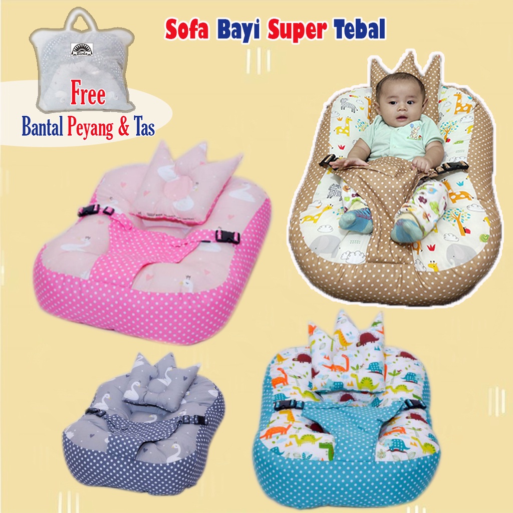 Sofa Bayi Ukuran Jumbo Kualitas Premium Sofa bayi safety belt Free tas Totebag