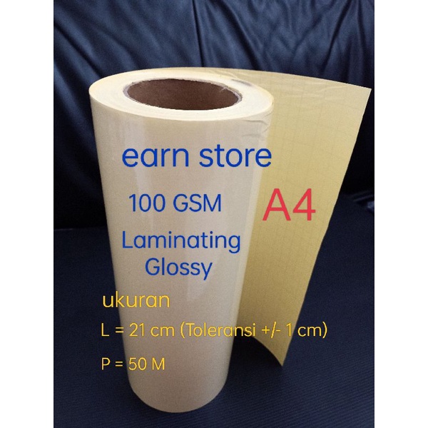 

Plastik Laminasi Dingin Glossy 100 Gr A4 = 21cm x 50m, 1Roll