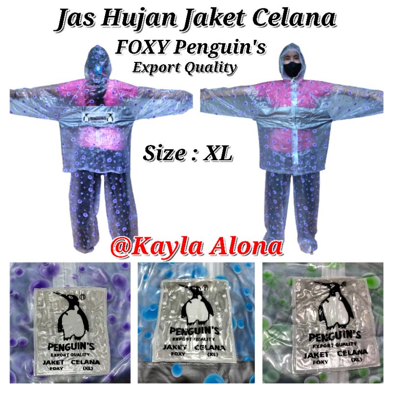 (FOXY Penguin's) Jas Hujan Jaket Celana Size : XL