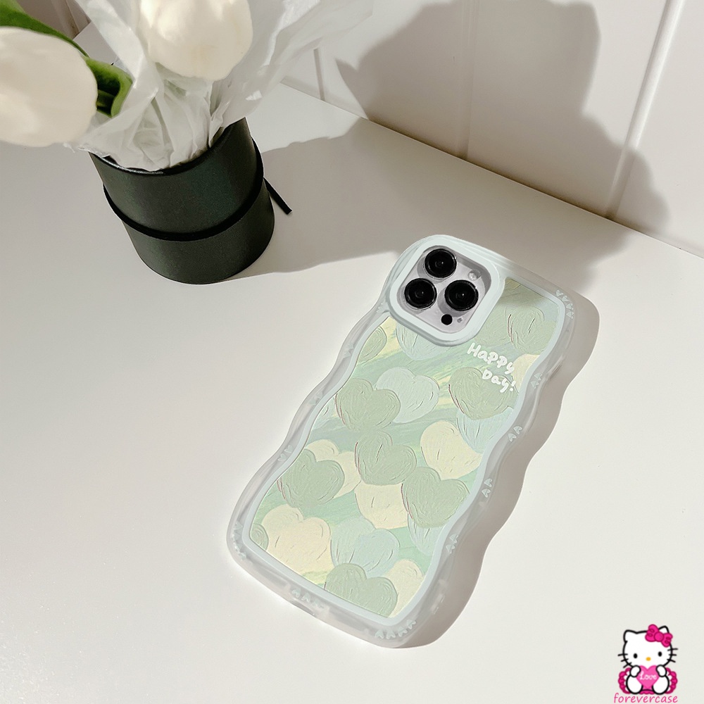 Soft Case Motif Hati Warna Hijau Untuk IPhone 11 12 13 14 Pro Max 6Plus 7Plus 14 Plus XR X XS Max 6 6s Plus 7 8 Plus SE 2020 11Pro Max