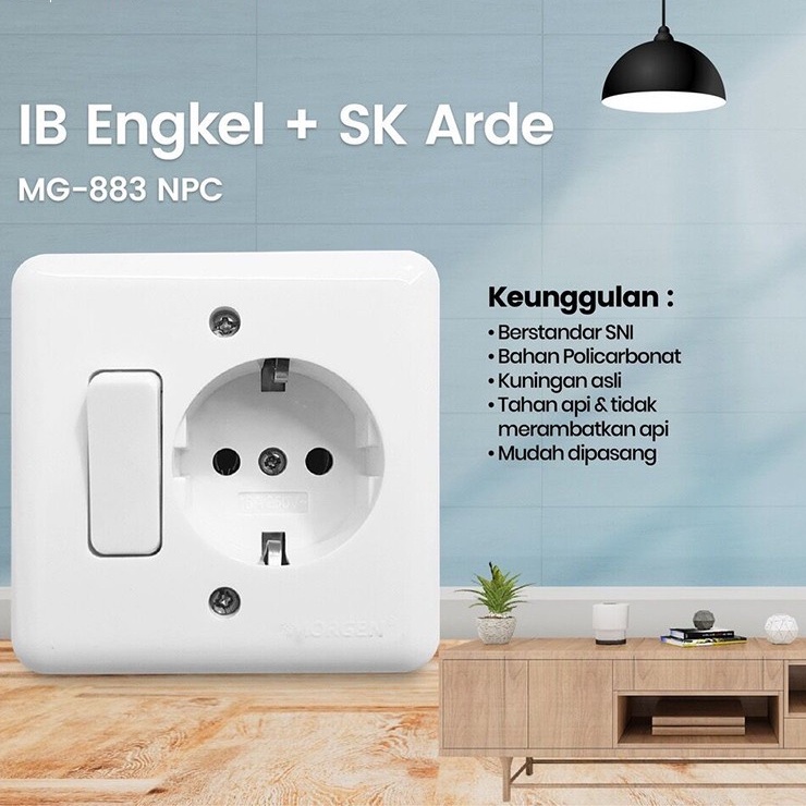 MORGEN B Series Saklar Engkel Seri Stop Kontak Arde IB Tanam Tembok Rumah Warna Putih Susu Inbow Sakelar Pencet Colokan 1 Gang Switch Single Dobel Bahan Kuat &amp; Berkualitas Standar SNI Termurah Best Seller