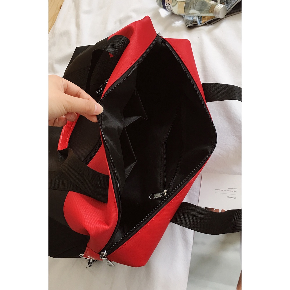 BJ62809 - BLACK/DARKBLUE/RED - TAS TRAVEL GYM DUFFEL SLEMPANG WANITA FASHION KOREA CHINA IMPORT MODIS ELEGAN TERMURAH TERLARIS TERBARU BAGSTORE JAKARTA TAS BATAM ZC2809