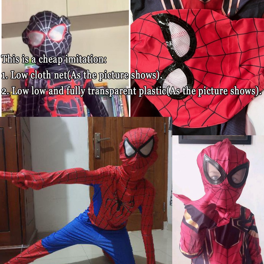 Kostum Spiderman Merah Hitam Baju Cosplay Superhero Anak Dan Dewasa + Topeng