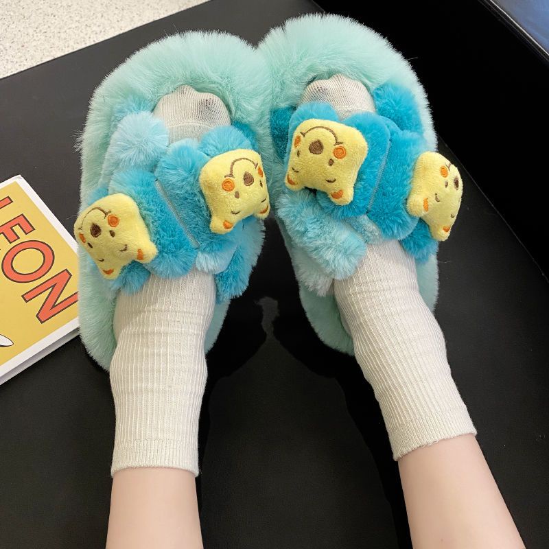 Sandal beruang stroberi wanita memakai pakaian luar dalam pasang 2022 musim gugur dan musim dingin b