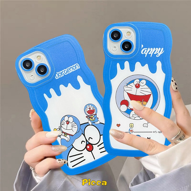 Vivo Y36 Y16 Y02 V25E Y22 Y35 Y15A Y12s Y11 Y15s Y21s Y17 V25 Y33s Y15 V23E Y20 Y12 Y75 Y91C V20 Y12i Y91 Y21 Y1 Y1s T1 Y55 Y30 Tempat Susu Imut Doraemon Milk Tea Ice Cream Wavy Edge Case