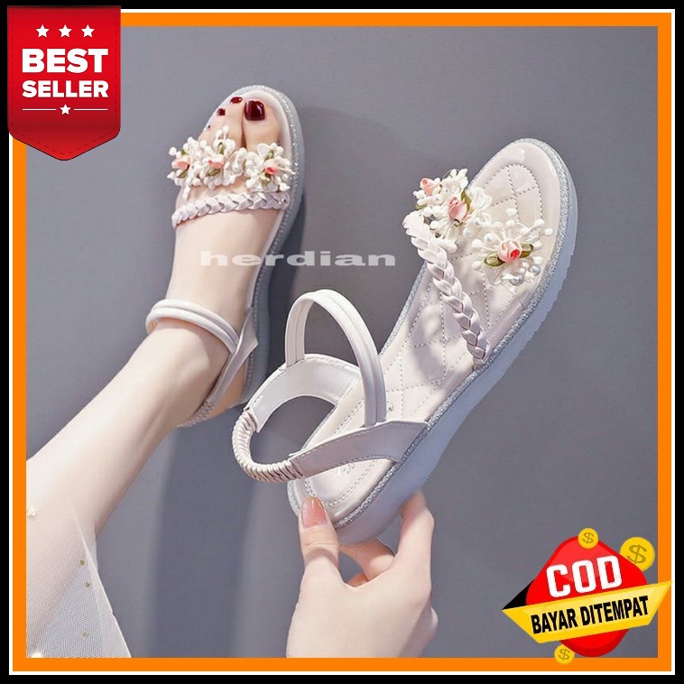 Afr - Sandal Wedges Jepit Fashion Santai Wanita Sol Datar Tebal Ap 14 Wedges Wanita Kondangan Sandal