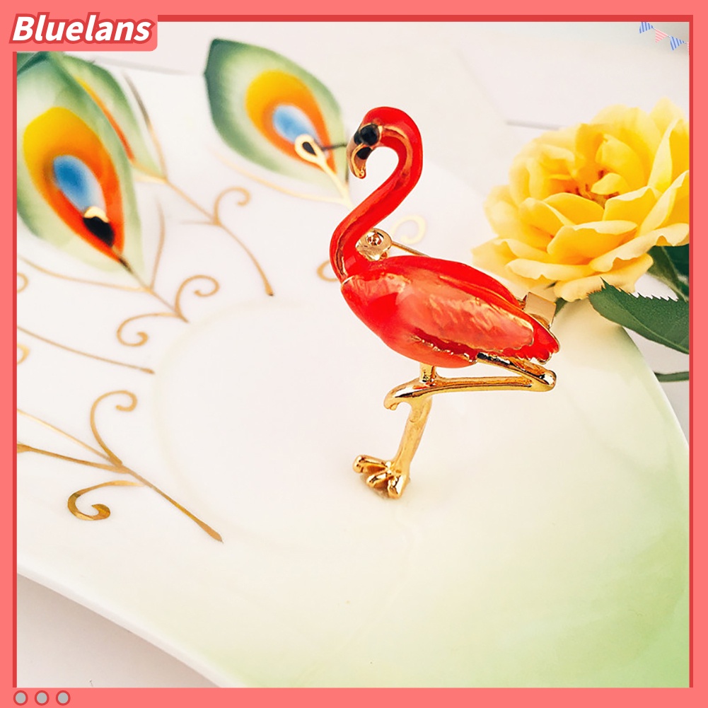 Bluelans Red Enamel Flamingo Bird Brooches Pin Breastpin Women Animal Scarf Dress Jewelry