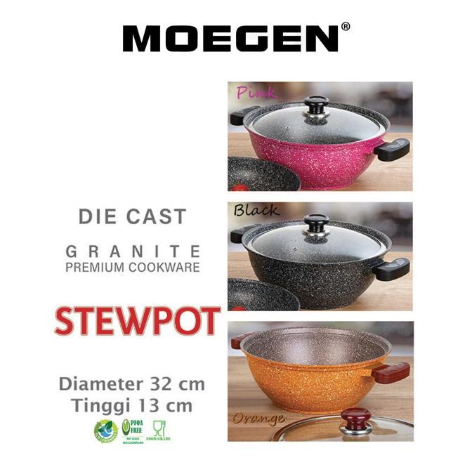 TERBARU MOEGEN GERMANY STEWPOT 32CM GRANITE ORANGE ANTI LENGKET ORIGINAL /PERALATAN MASAK SET/PANCI 