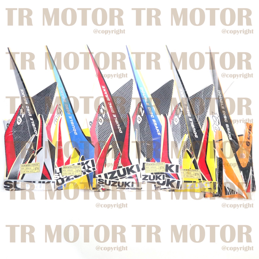 Stiker Motor Satria 2Tak Lumba Kotak Sticker Striping Lis Full Set Motor