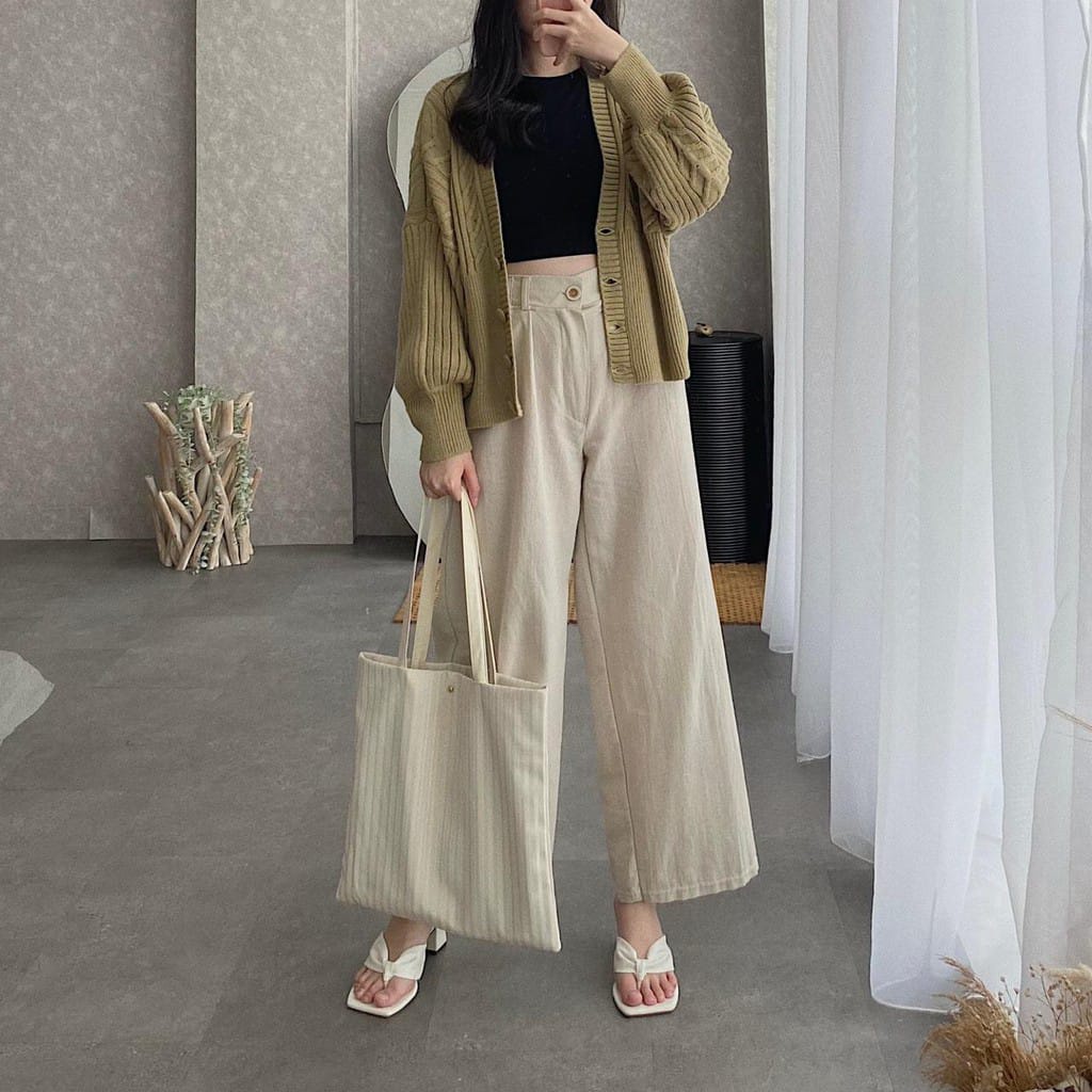 BASIC PANTS LINEN/CELANA KULOT HIGHTWAIST/CELANA KULOT LINEN PREMIUM/CELANA WANITA/CELANA