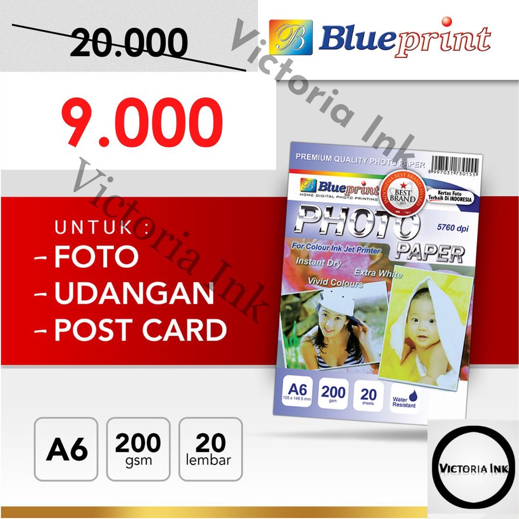 Kertas Foto A6 Kertas Foto 4R Blueprint Kertas Foto Blueprint A6 4R Glossy 200gsm