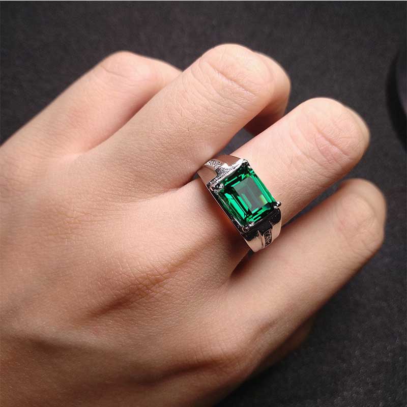 Sapphire Cincin Silver Platinum Dengan Batu Sapphire Emerald Untuk Pria / Wanita