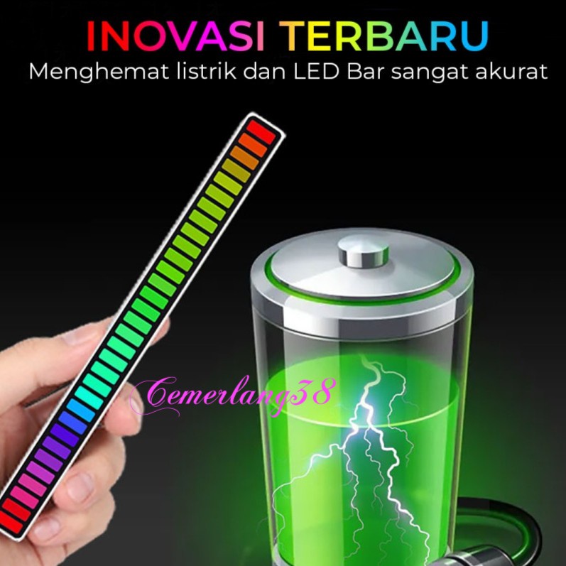 Lampu LED RGB Voice Sound Control Audio Spectrum Indicator Bar Rythm Hitam