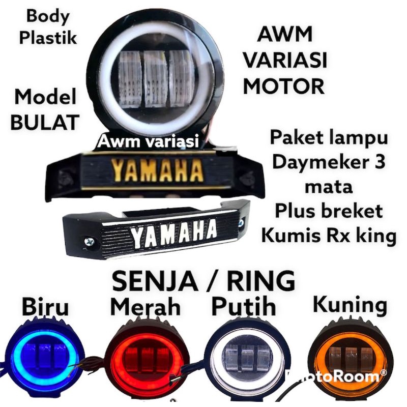paket super ganteng rx king style lampu Daymeker 3 Mata Kotak Plus Breket Rx King