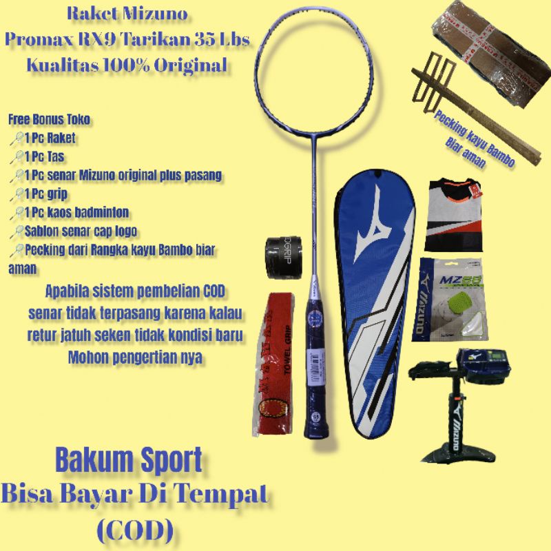 Raket Mizuno Promax RX9 Tarikan 35 kualitas 100% Original asli free Bonus Toko Bisa (COD)