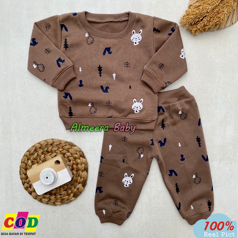 Setelan Baju Bayi Setelan Sweater Bayi Celana Jogger Bayi Usia 3-12 Bulan Almeera Baby and Kids