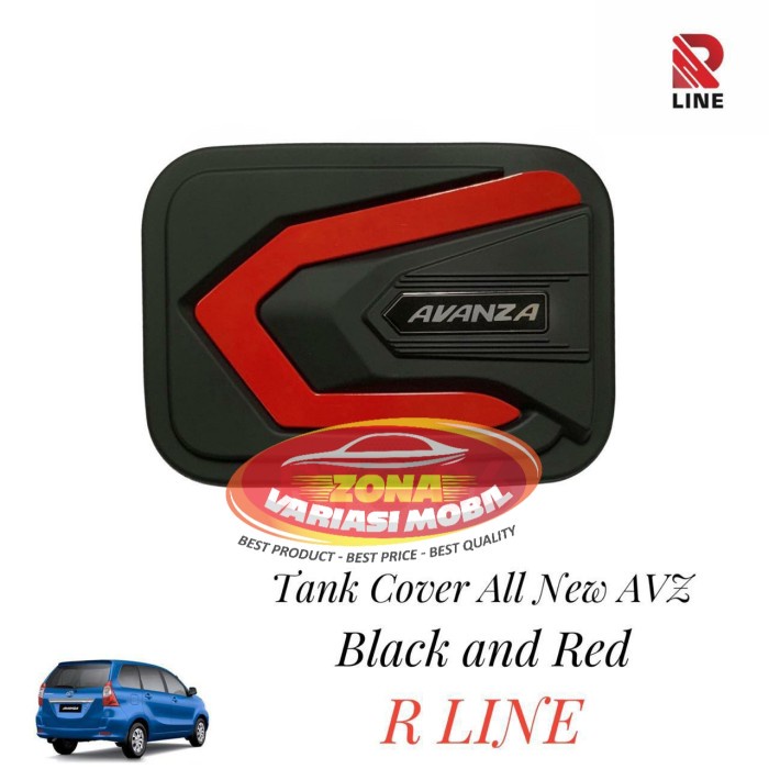 [COD] Tank Cover Pelapis Tangki Grand New Avanza 2016 Hitam Doff List Merah / Perlengkapan Variasi M