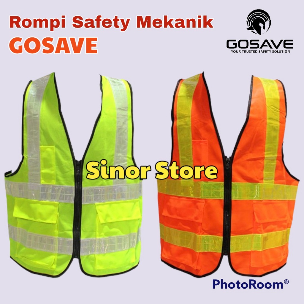 Rompi Safety Polyester Rompi Mechanic Tebal Hijau 2 Kantong dan Zipper Scotlight PVC Rompi Mekanik