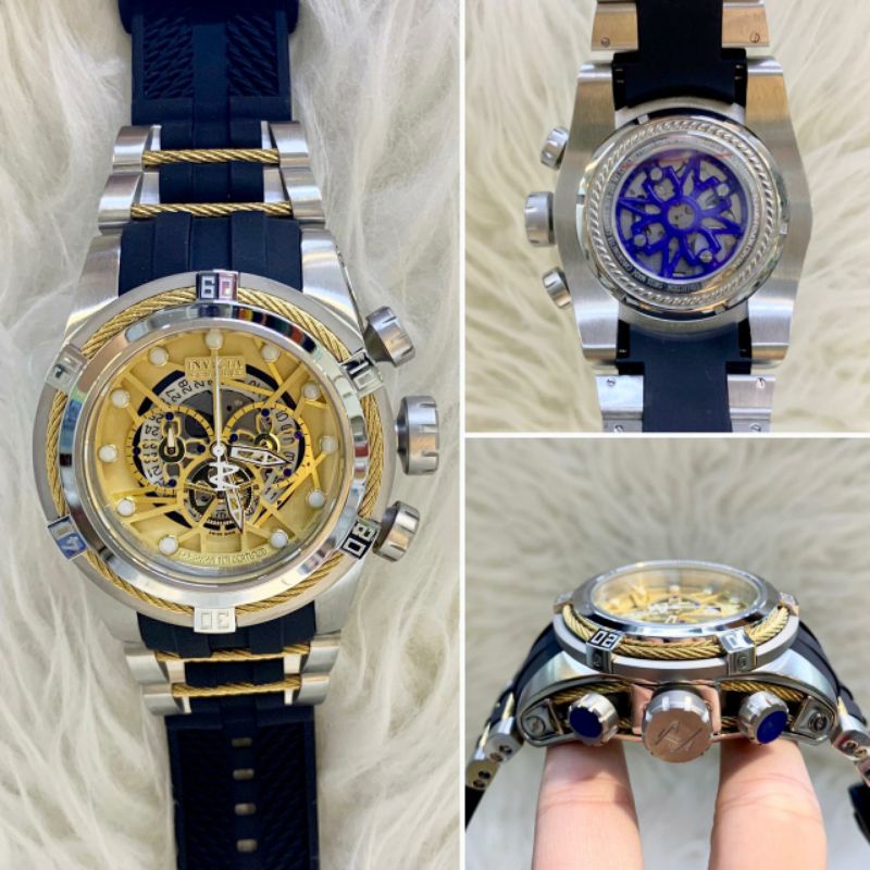 Jam Tangan Invicta Cronograp Warna Hitam Gold Silver Super Premium Graden AAA - Jam Tangan Invicta