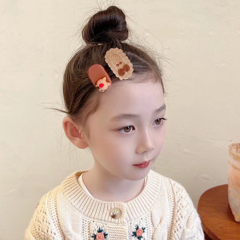 (Hello Girl)F167 8 In 1 Set Jepit Rambut Anak Dewasa Motif Pita Bunga Berbulu Gaya Korea Import