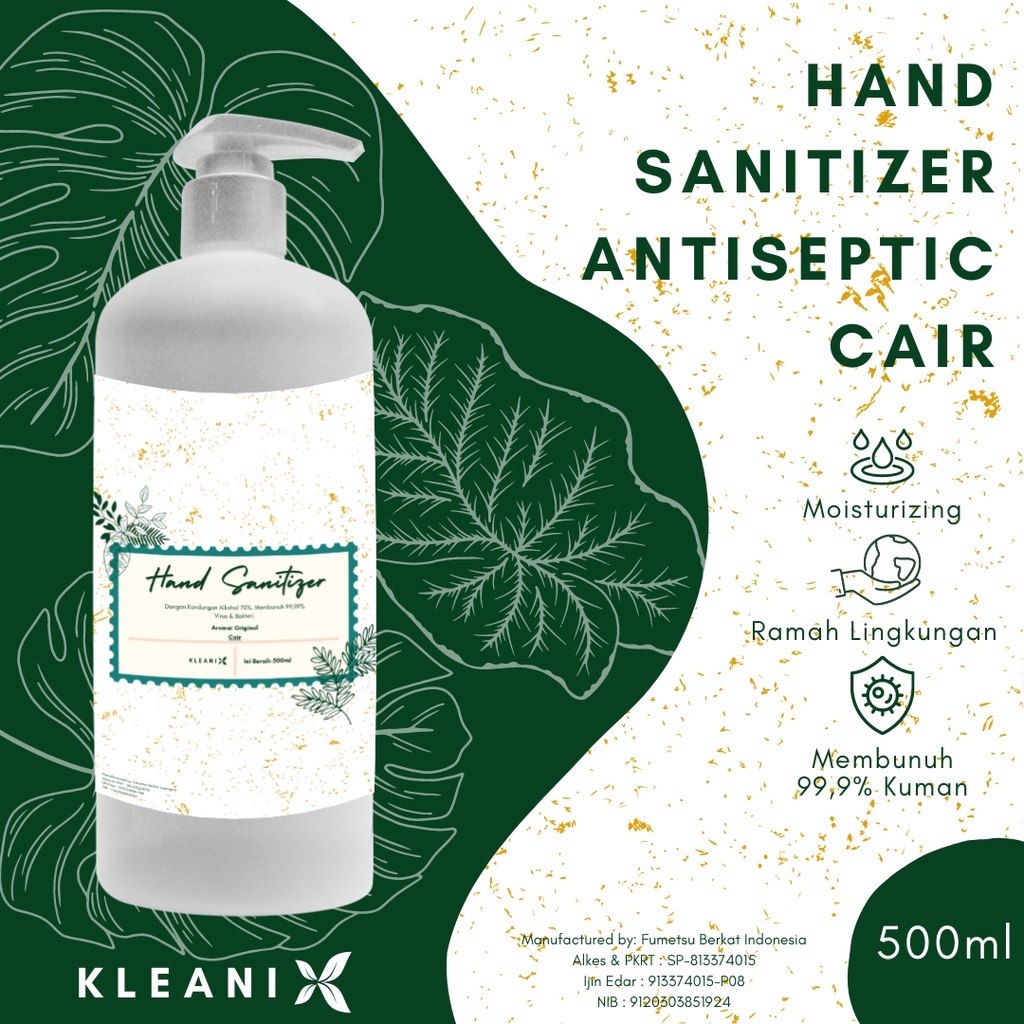 KLEANIX - Hand Sanitizer Cair Kemasan 500ml Pump