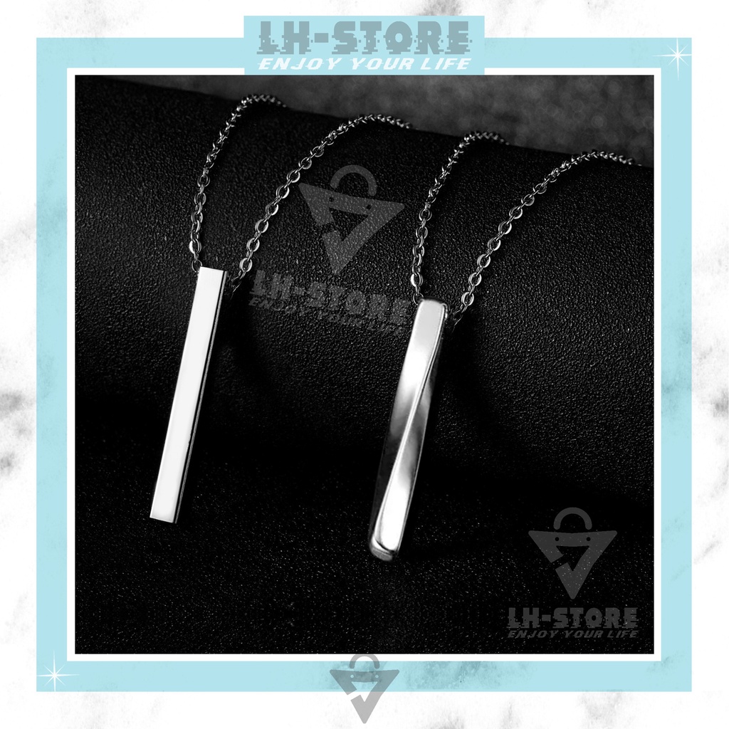 KALUNG TITANIUM PRIA DAN WANITA MODEL BALOK SPIRAL PERSEGI TERLARIS ANTI KARAT