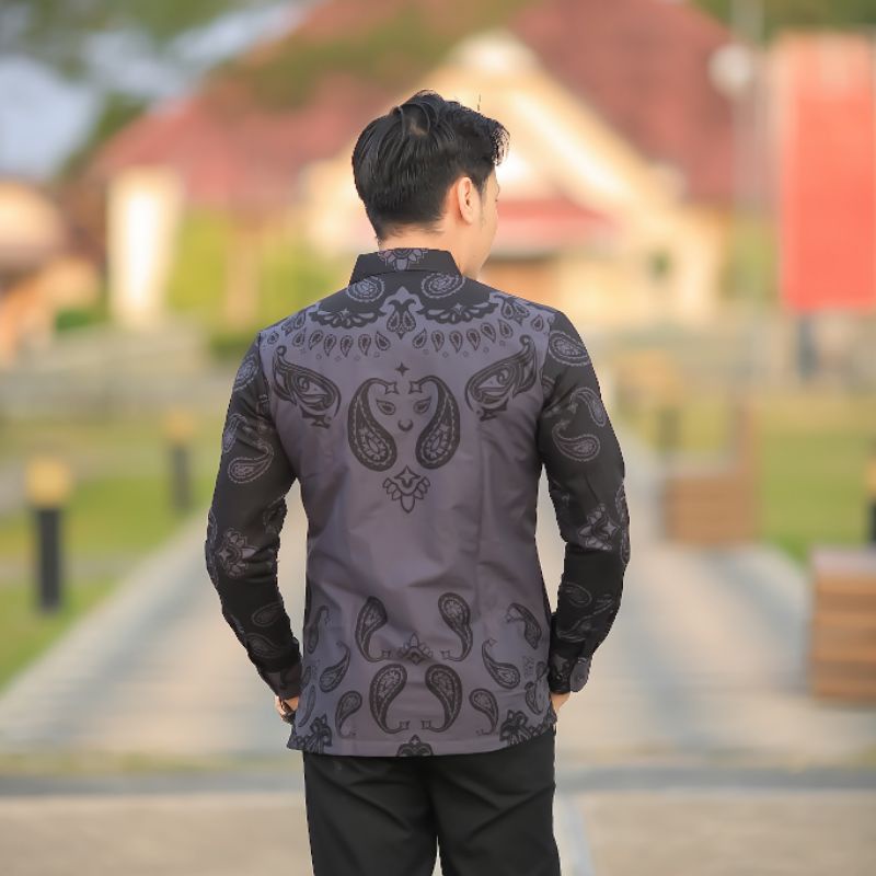 BATIK BOLO DEWO Motif Elyo Hem Atasan Kemeja Baju Batik Pria lengan Panjang