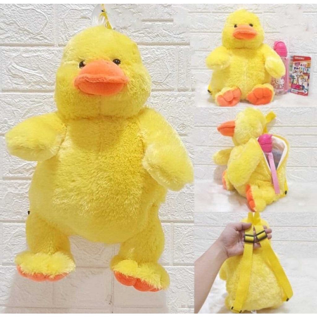 Tas bebek duck bulu lucu imut gemoy Ransel Wanita Baru Boneka Mewah Ransel Kasual Tas Kepribadian Kartun BebekTas B2305