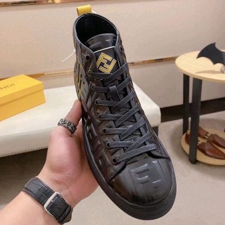 sepatu sneaker boot cowok fen d1 men shoes high end pria kulit hitam mirror New top p1shoes