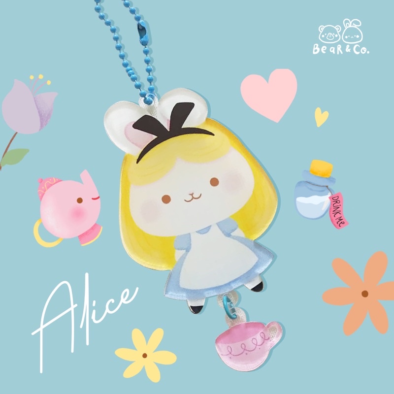 keychain disney princess bunny - ariel / tinkerbell / snow white / tiana / belle / jasmine / aurora / alice in wonderland