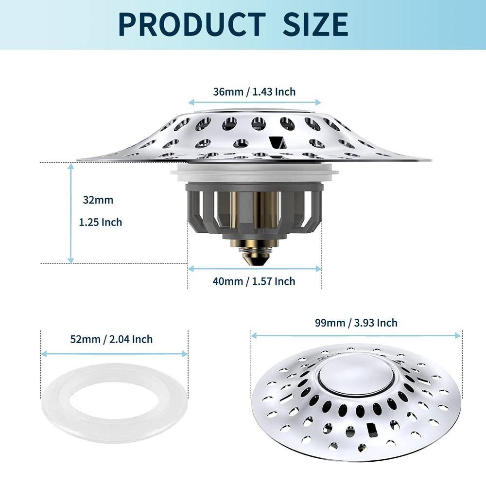 Populer Stopper Saluran Air Wastafel Kamar Mandi Universal Stainless Steel Tipe Push Up Dengan Penangkap Rambut