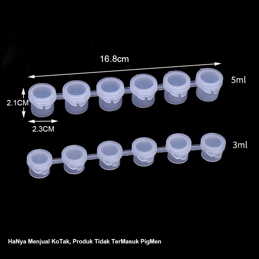 Halo Baby  Pot Cat Plastik Renteng 6 Tabung 6 x 5 ML 6 x 3 ML /Empty Container Strip/Tempat Cat Kosong