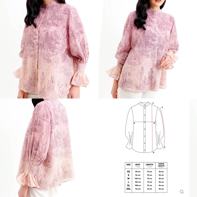 (SIAP KIRIM) El Mar Minorca Shirt with Puff Sleeve - Wisteria size L BENANG JARUM BUTTONSCARVES