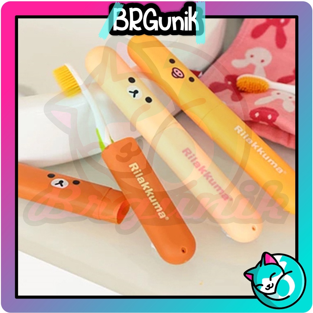 BRGUNIK Kotak Sikat Gigi Motif BeruangTempat Sikat Gigi Portable Travelling Toothbrush Case Rilakuma R777