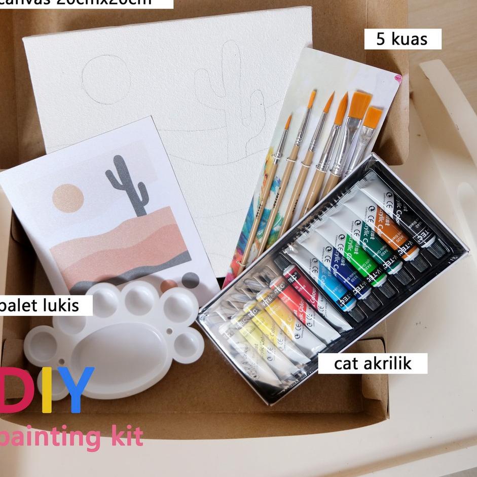 

Laku Keras! Paket Melukis Aesthetic Paint By Number 20 x 20 painting kit Komplit