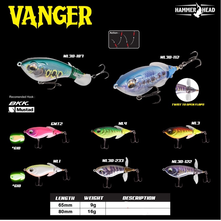 Hammerhead Vanger 65mm 9gr Umpan Pancing Minnow Propeler | Umpan Minnow Casting | Minnow Untuk Snake