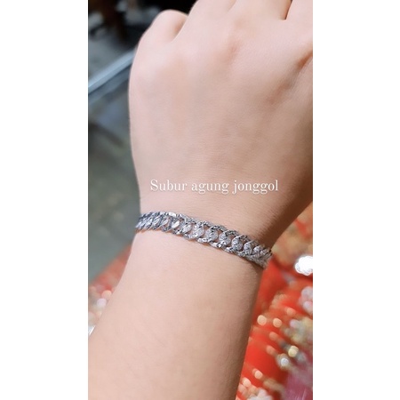 Gelang rantai sisik naga polos kecil mas putih 8k