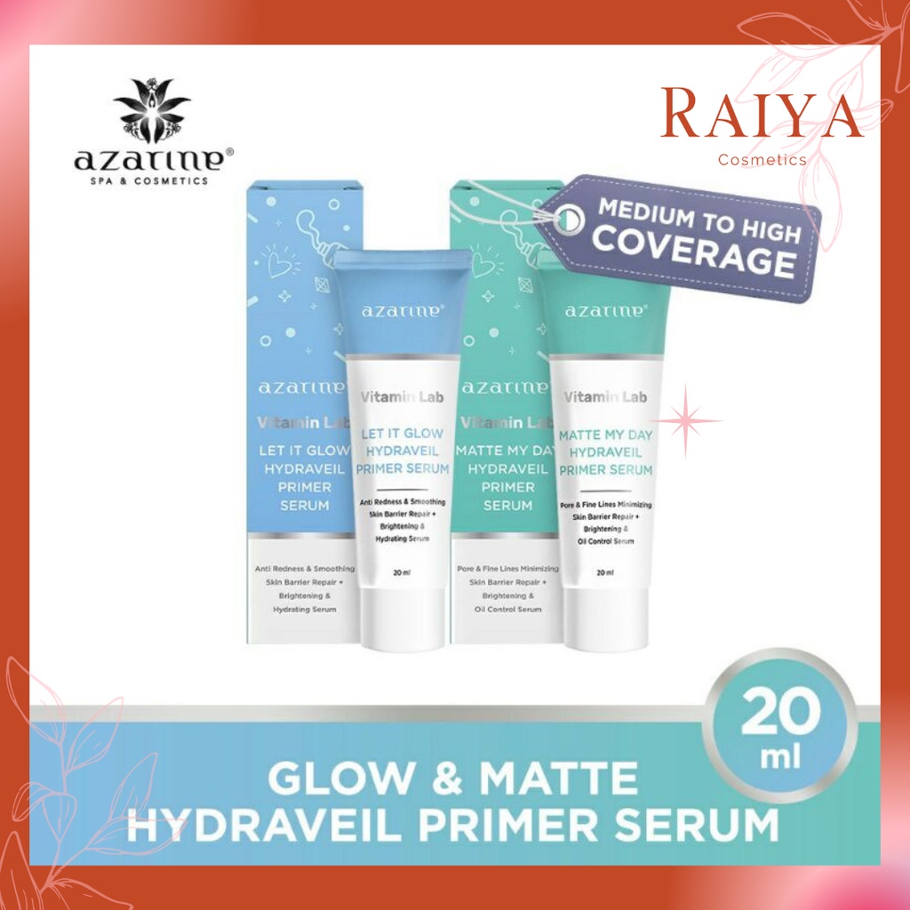 azarine vitamin lab matte my day/let it glow hydraveil primer serum/primer/serum wajah
