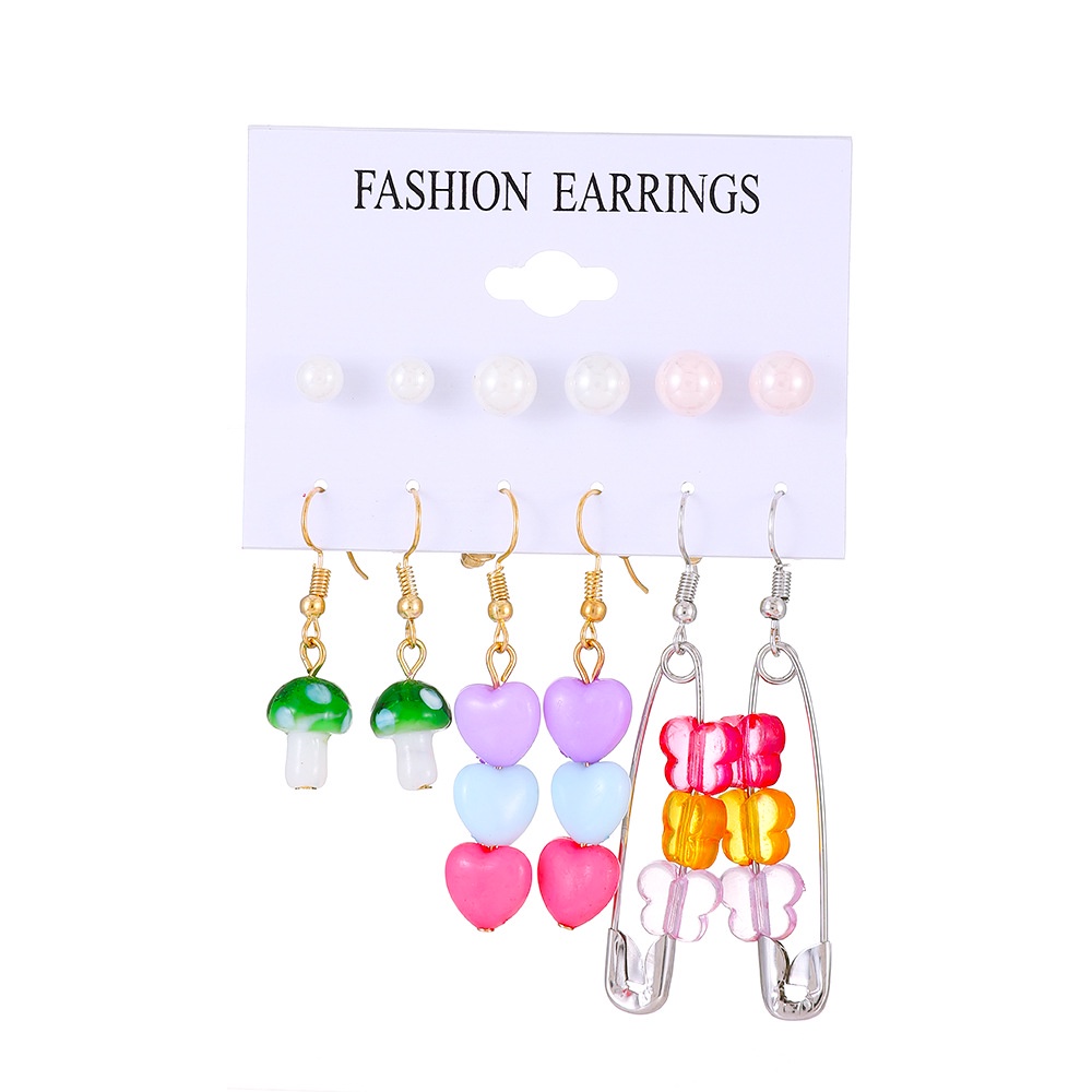 Set Anting Warna-Warni Bentuk Hewan Bebek Butterfly Hati Jamur Untuk Wanita
