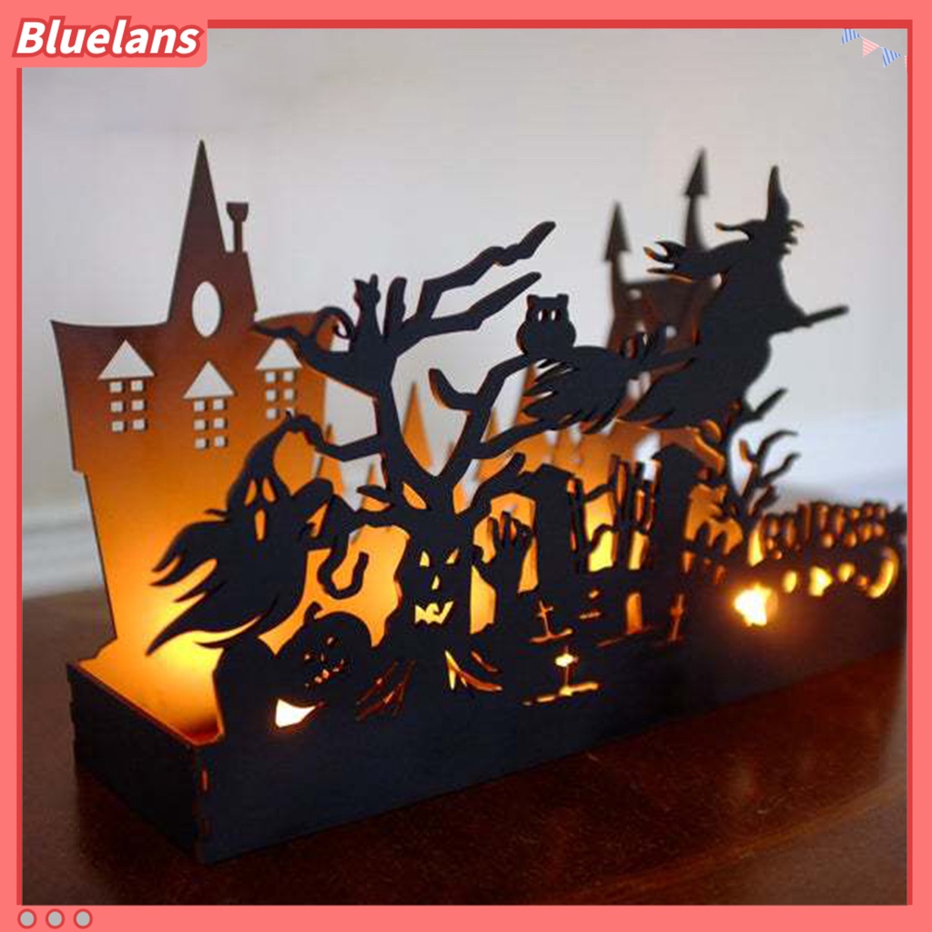 Ornamen Kotak Lilin Bahan Besi Tema Halloween Untuk Dekorasi Teras