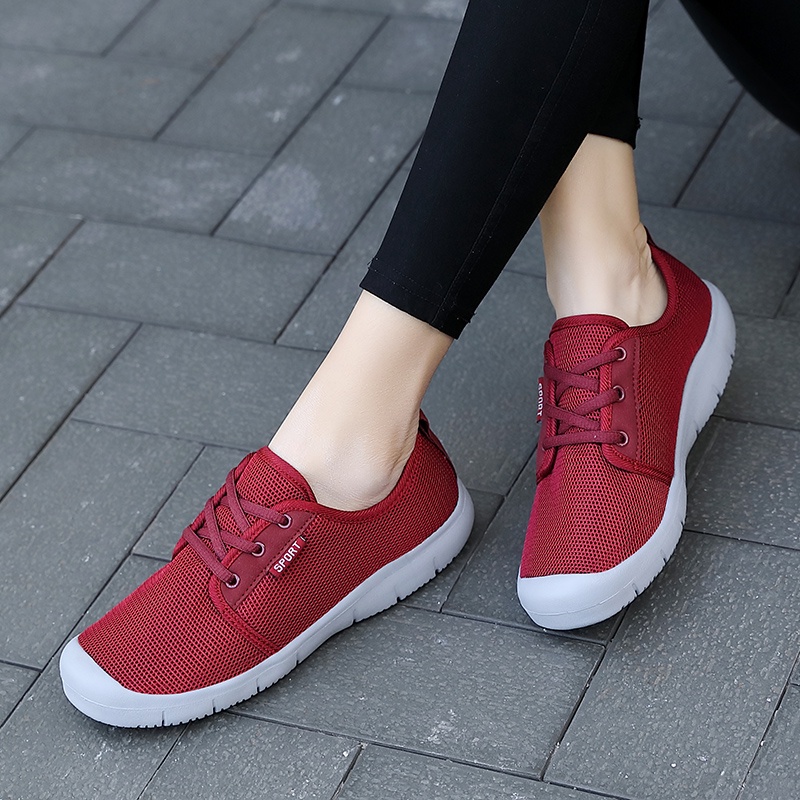 FOKU Sepatu Sneakers Wanita Bernapas Sepatu Olahraga Wanita Santai Sepatu Wanita Terbaru