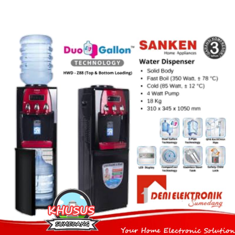 Dispenser Sanken Duo Galon Galon bawah + Galon Atas (KHUSUS SUMEDANG)