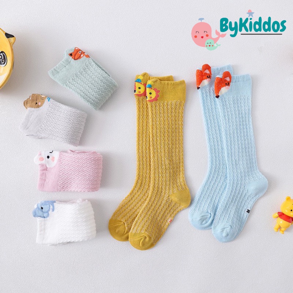 ByKiddos - Kaos Kaki Bayi Panjang Karakter Hewan Kaos Kaki Anak Perempuan Laki Laki Motif Animal Lucu Bahan Jaring Baby Socks Kids