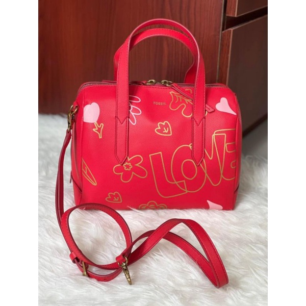 tasFOSSIL Sydney satchel red love n