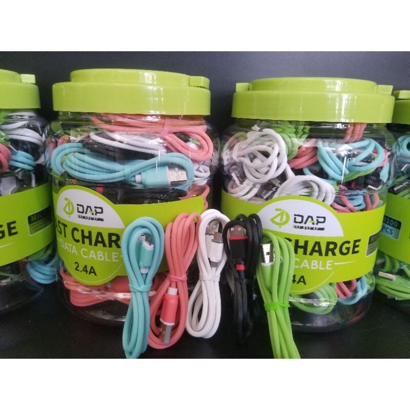 DAP KABEL DATA DYM 100 / DYM100 ( 1 TOPLLES ISI 50 PCS ) 2.4A 100CM FAST CHARGING Original DAP