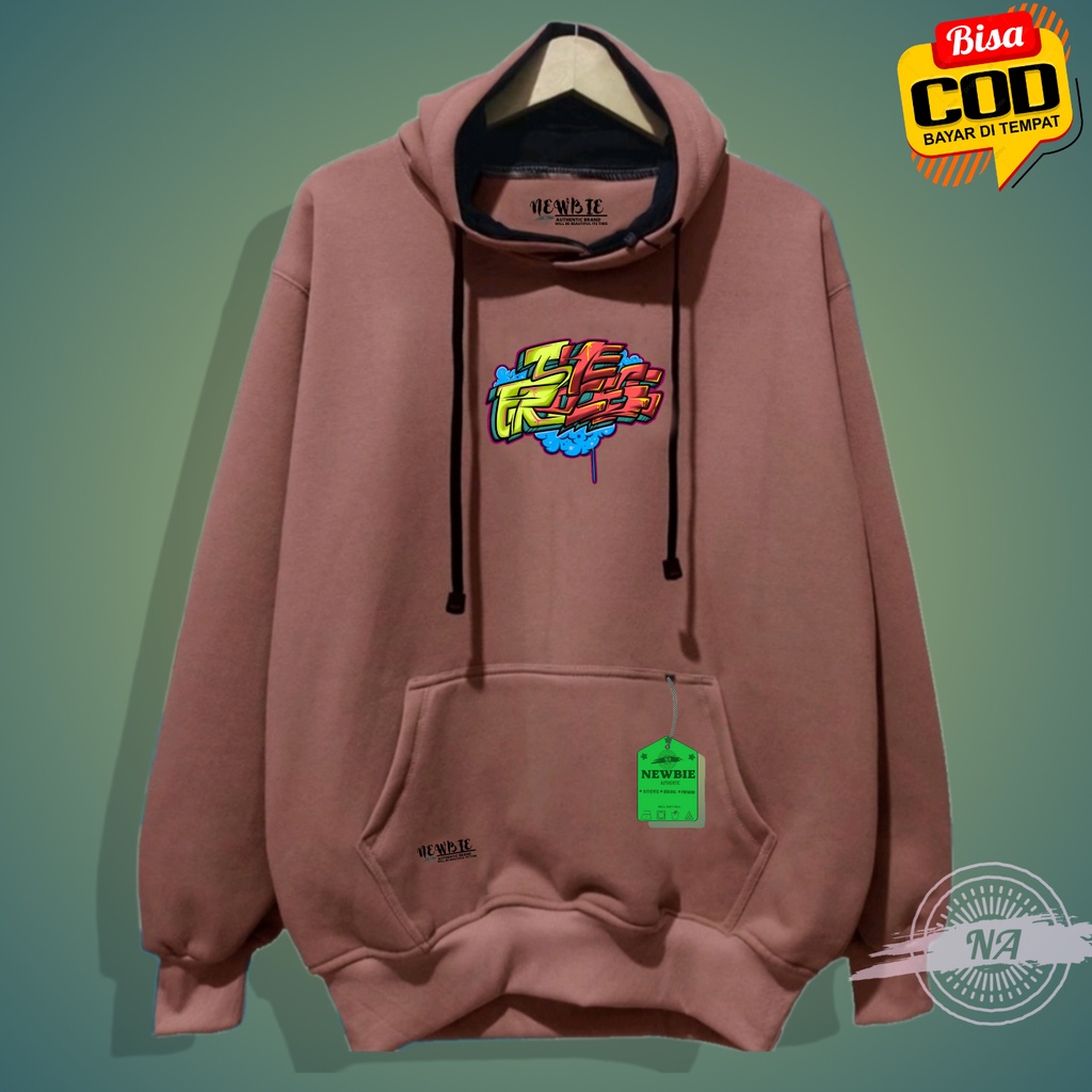 Newbie Hoodie Pria Distro Tebal Ori sablon Orcee Sweater pria terbaru 2022 kekinian viral warna abu paralon Jacket cowok terbaru 2022 Warna Mocca