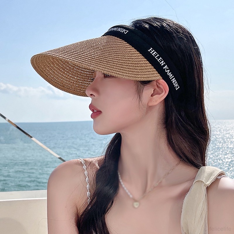 Topi Pantai Pelindung UV Model Tepi Lebar Untuk Wanita