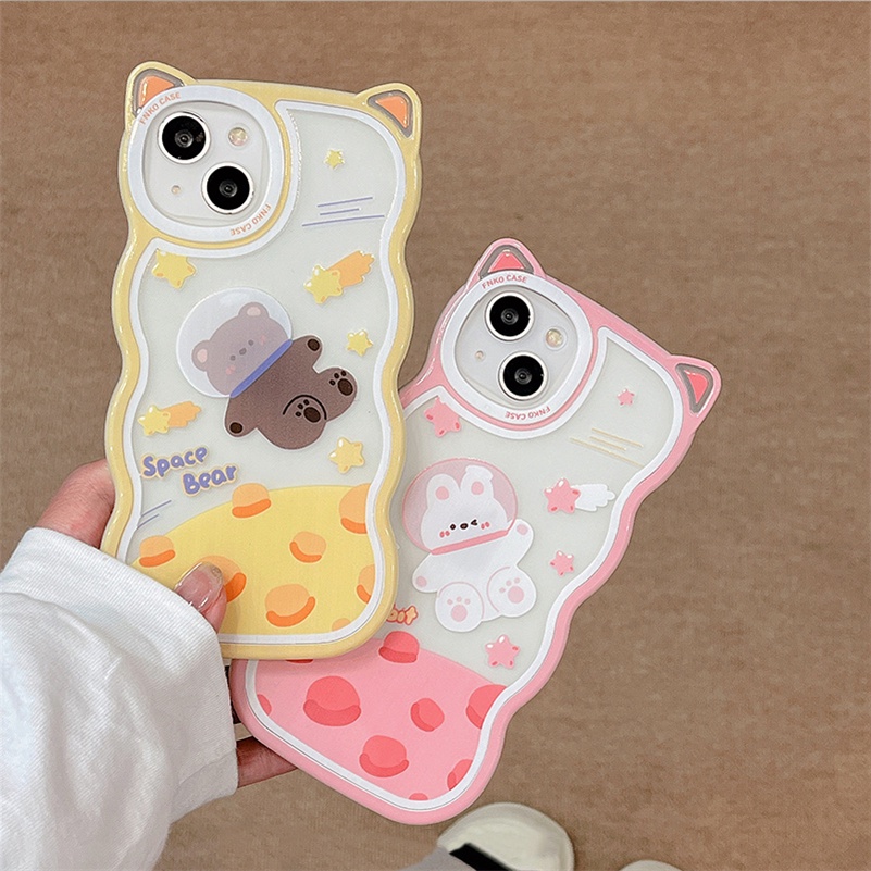 Soft Case Silikon Motif Kartun Beruang / Kelinci Untuk iPhone 14 13 12 11 Pro Max X Xr Xs Max 8 7 6 6s Plus SE